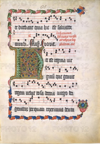 Manuscript Leaf with Initial H