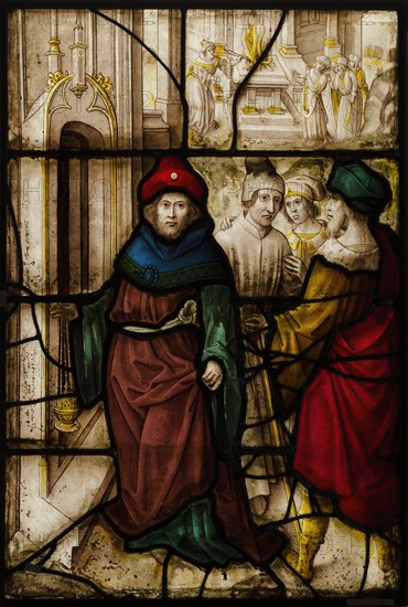 Glass Panel with Profanation of Jerusalem and the Sacred Rites of The Temple