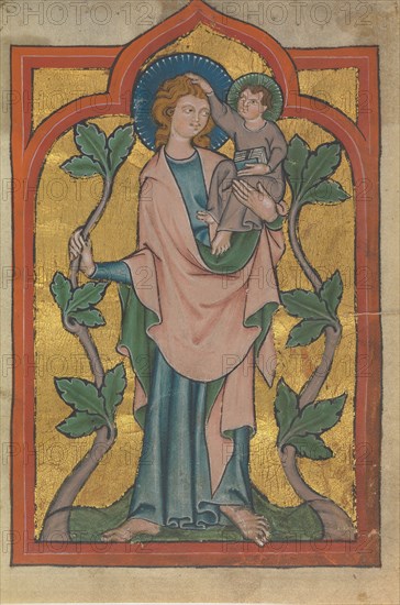 Manuscript Leaf with Saint Christopher Bearing Christ