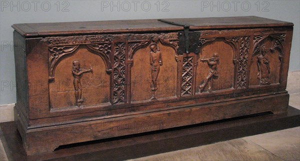 Chest with Relief Figures of Saints Sebastian and Blaise