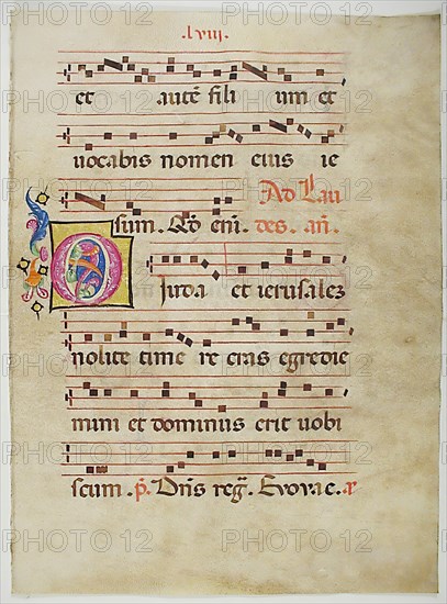 Manuscript Leaf with Initial O