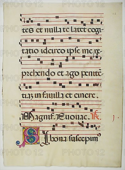 Manuscript Leaf with Initial S