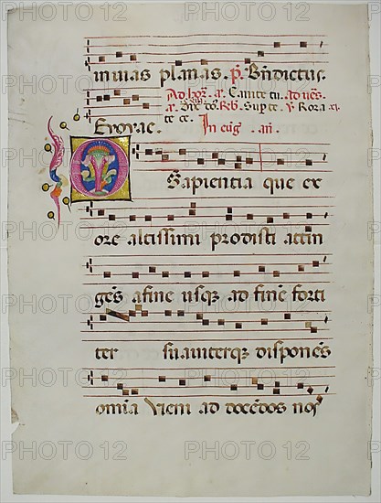 Manuscript Leaf with Initial O
