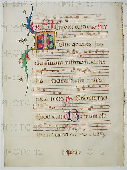 Manuscript Leaf with Initial T