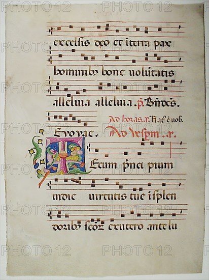 Manuscript Leaf with Initial T