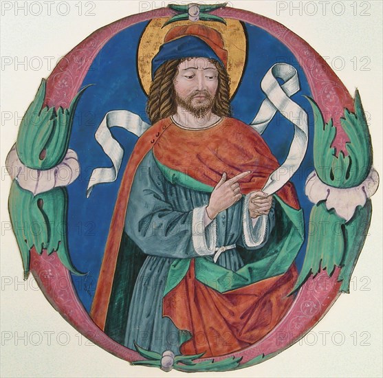 Manuscript Illumination with the Figure of a Saint in an Initial O