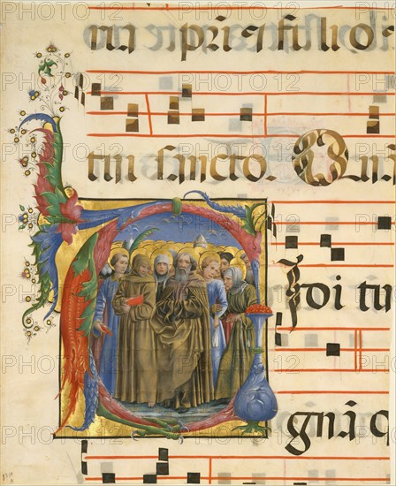 Manuscript Illumination with All Saints in an Initial V