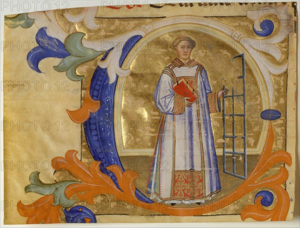Manuscript Illumination with Saint Lawrence in an Initial C