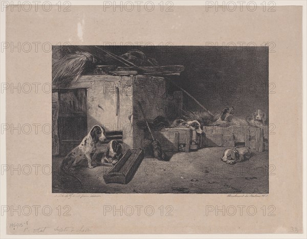 Interior of the Kennel, from the series Hunting Scenes, 1829.