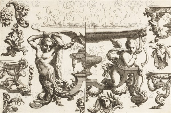 Desseins de Brasiers dont les Ornements peuuent Seruir aux Cuuettes, Tables, et autres Ouurages d'Orfeurerie, Plate 6, 1660-1713. [Desseins de Brasiers dont les Ornements peuvent Servir aux Cuvettes, Tables, et autres Ouvrages d'Orfevrerie].