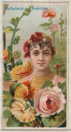 Hollyhock: Ambition, from the series Floral Beauties and Language of Flowers (N75) for Duke brand cigarettes, 1892.