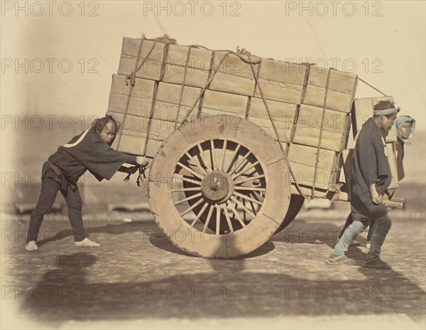 Shariki, or Cart-Pushing Coolies, ca. 1860.