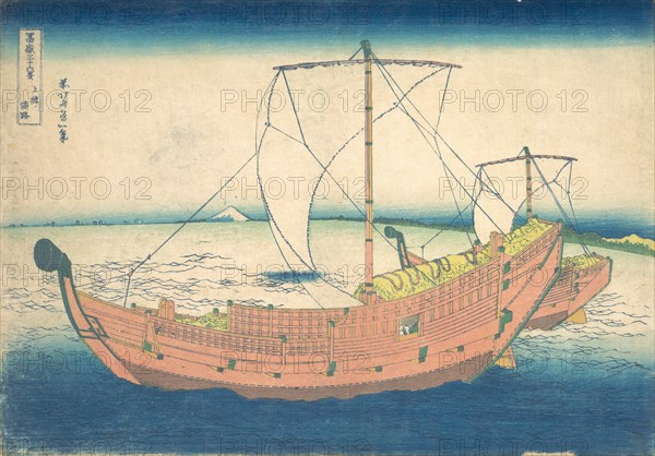 At Sea off Kazusa (Kazusa no kairo), from the series Thirty-six Views of Mount Fuji (Fugaku sanjurokkei), ca. 1830-32.