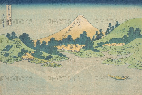 Reflection in Lake at Misaka in Kai Province (Koshu Misaka suimen), from the series Thirty-six Views of Mount Fuji (Fugaku sanjurokkei), ca. 1830-32.
