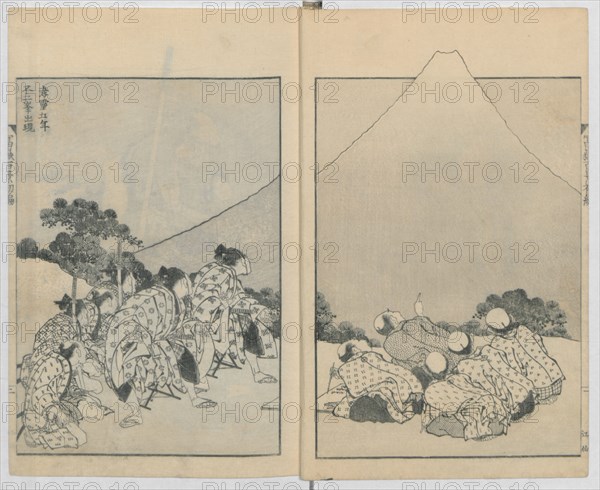 Mount Fuji of the Mists (Vol. 1); Mount Fuji of the Ascending Dragon (Vol. 2), 1834-35.