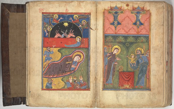 Four Gospels in Armenian, Armenian, 1434/35. Notations in text, identify this gospel written by the scribe Margar for the Monastery of St. George at Mokk? at the order of Bishop Sion.