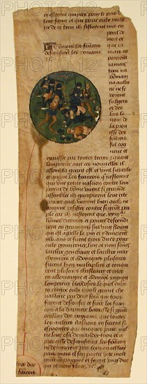 Manuscript Cutting from the Grande Chroniques de France, French, mid-15th century.