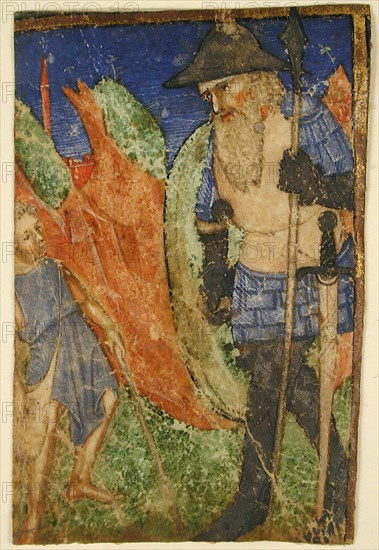David and Goliath, French, ca. 1400.