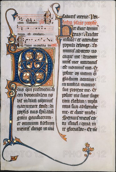 Manuscript Leaf with Initial M, from a Missal, French, ca. 1290.