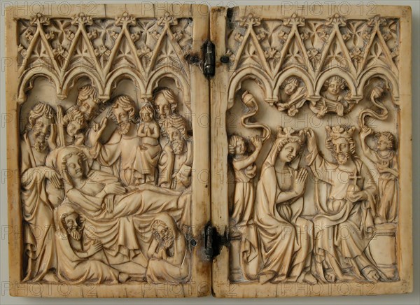 Diptych with Dormition and Coronation of the Virgin, French or South Netherlandish, 14th century.