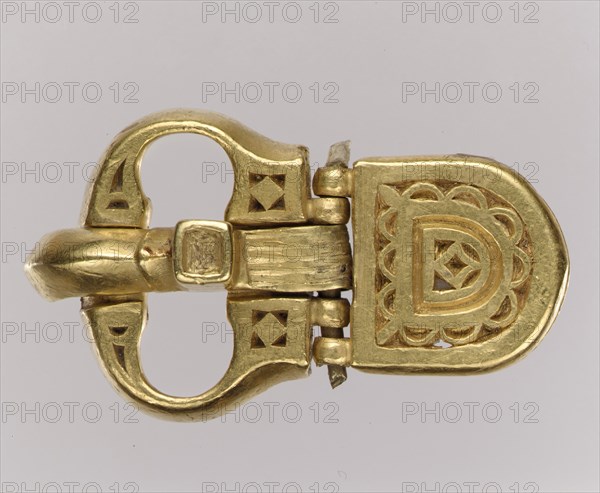 Gold Belt Buckle and Gold Strap End, Langobardic, ca. 600.