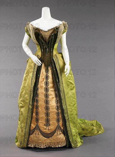 Evening ensemble, French, 1887.