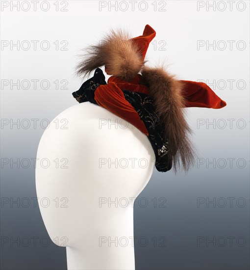 Evening hat, French, 1889. Worn by Amelia Beard Hollenback (1844-1918)