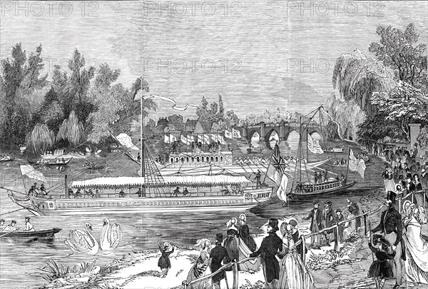 Swan-Upping on the Thames, from Brentford Ait, 1844. Creator: Unknown.