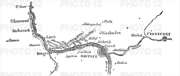 Map of the Rheingau, 1844. Creator: Unknown.
