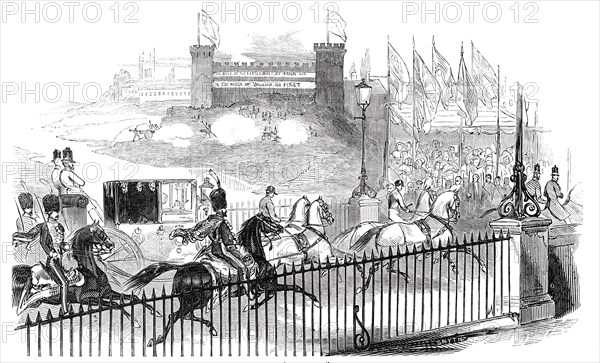 Her Majesty passing "The Castle", Northampton, 1844. Creator: Unknown.