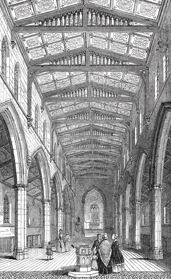 Interior of St. Mary's New Church, Herne Hill, 1844. Creator: Unknown.