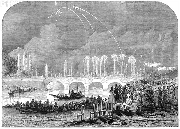 Fireworks at Paris - sketched by Harrison, 1845. Creator: Harrison.