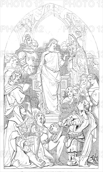Cartoon (41) The Spirit of Chivalry - by Daniel Maclise, R.A., executed by commission, 1845. Creator: Unknown.