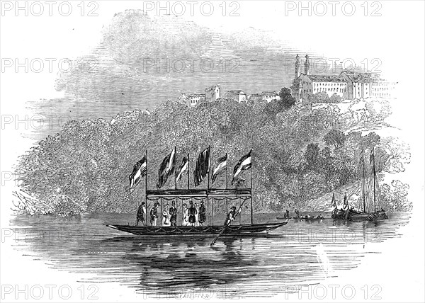 The Queen crossing the Maine, at Langfort, Bavaria, 1845. Creator: Unknown.