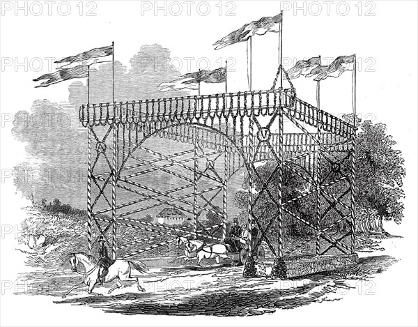 Triumphal arch erected by the railway company at Gotha, 1845. Creator: Unknown.