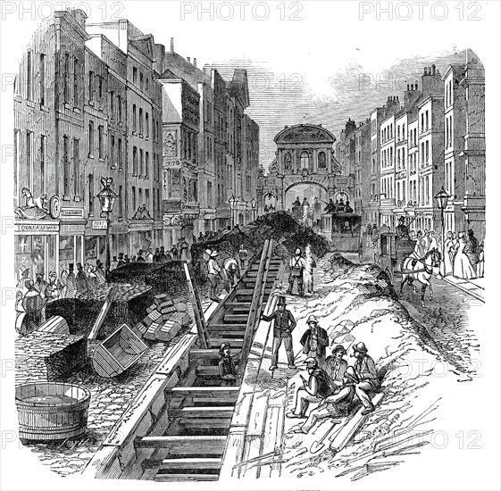 Fleet-Street, deepening the sewer, 1845. Creator: Unknown.