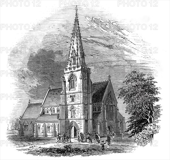 New church at Swindon, on the Great Western Railway, 1845. Creator: Unknown.