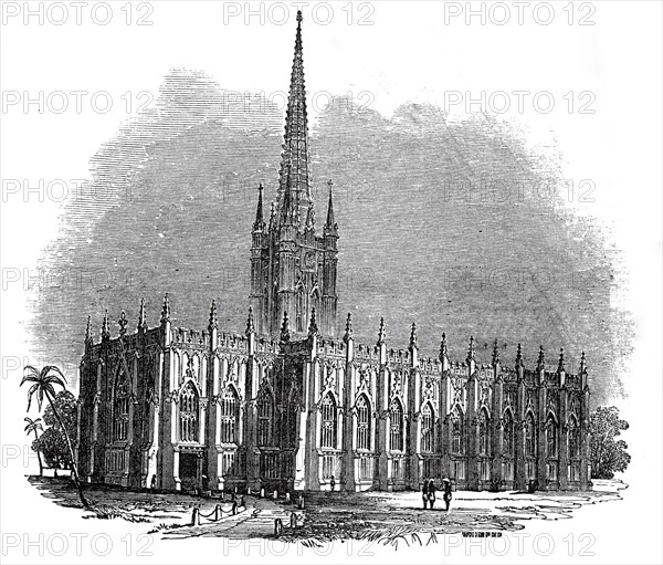 St. Paul's Cathedral, Calcutta, 1845. Creator: Josiah Wood Whymper.