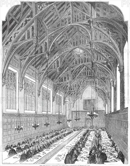 The Great Hall, Lincoln's Inn - the Royal Dejeuner, 1845. Creator: Unknown.
