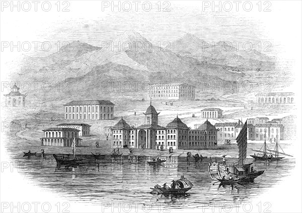 Victoria Barracks, Hong Kong - from a sketch by a correspondent, 1845. Creator: Unknown.