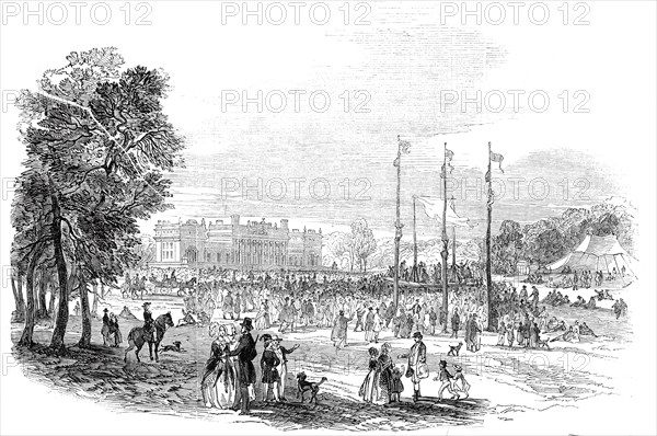 Rustic sports in the Park - north view of Harewood House, 1845. Creator: Unknown.