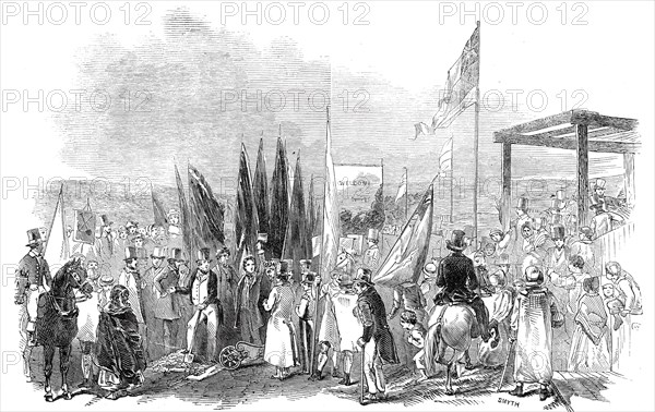Sir Robert Peel raising the first turf of the Trent Valley Railway, 1845. Creator: Unknown.