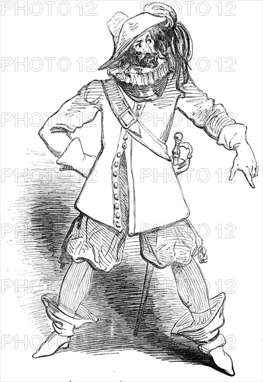 St. James's Theatre - The Amateurs - Capt. Bobadil, (Mr. Charles Dickens), 1845. Creator: Unknown.