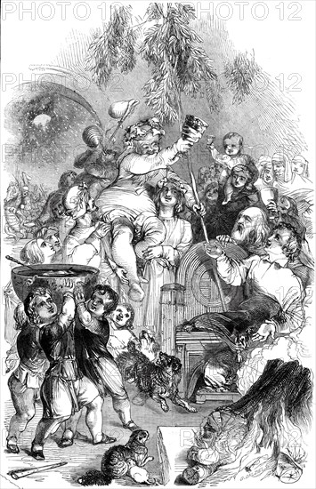 Bringing in Christmas - drawn by William Harvey, 1845. Creator: George Dalziel.