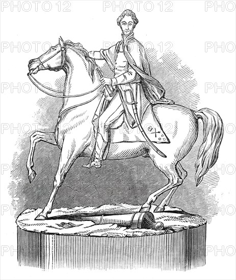 Silver statue of the Duke of Wellington, 1845. Creator: Unknown.