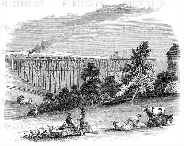 Timber Viaduct on the Darlington and Newcastle Railway, 1844. Creator: Unknown.