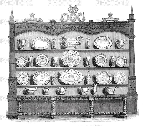 Buffet of plate, Banqueting Hall, Burghley, 1844. Creator: Unknown.