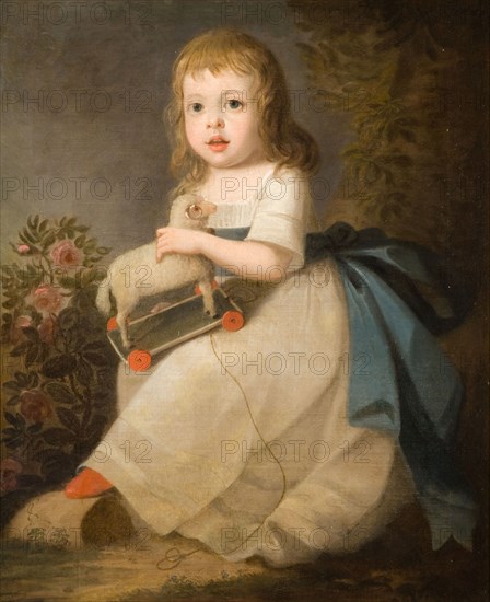 Portrait of a Child with a Toy Sheep