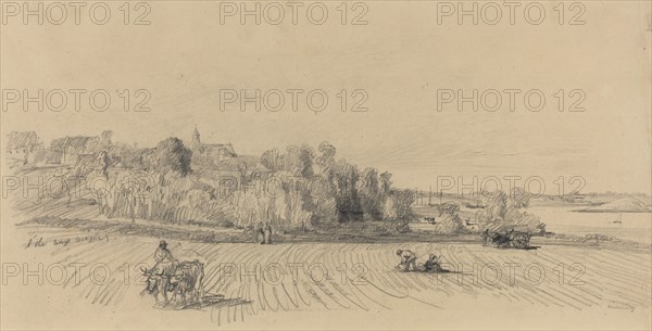 L'Ile aux Moines with Workers in a Field