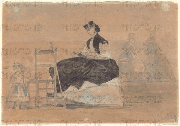 Woman in a Crinoline on the Beach of Trouville